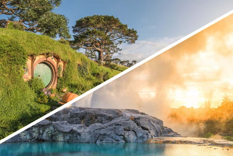 Auckland: Hobbiton and Rotorua Day Tour including Te Puia - Hobbiton at Shire’s Rest: sheep, gardens, and 44 hobbit holes