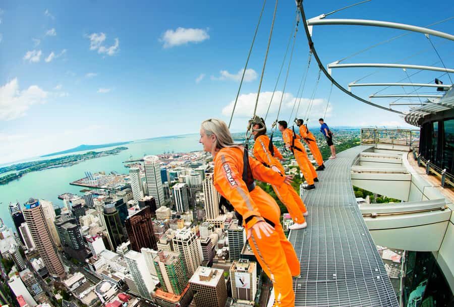Auckland: SkyJump & SkyWalk Combo - SkyWalk: a 1.2-metre platform with no handrails, but a harness above you